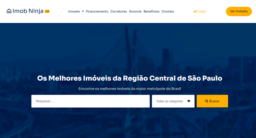 Captura real do site Imobiliária Ninja