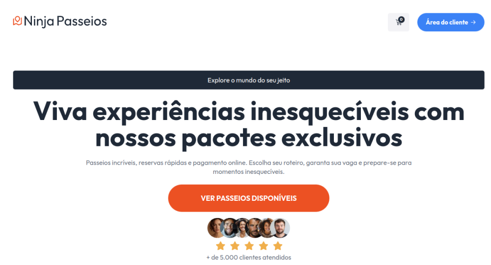 Captura real do site Passeios e Turismo