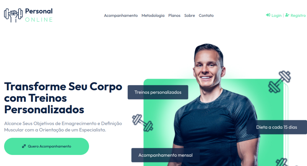 Captura real do site Personal Trainer