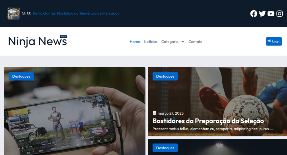Captura real do site Portal de Notícias Premium