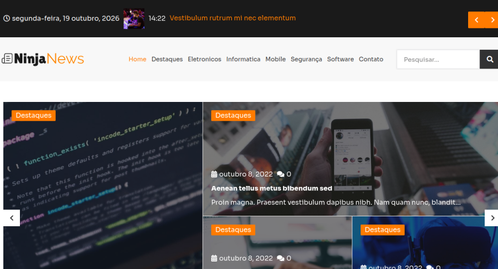 Captura real do site Portal de Notícias Ninja