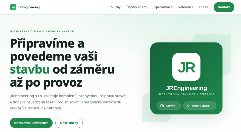 Náhled webu jrengineering.cz
