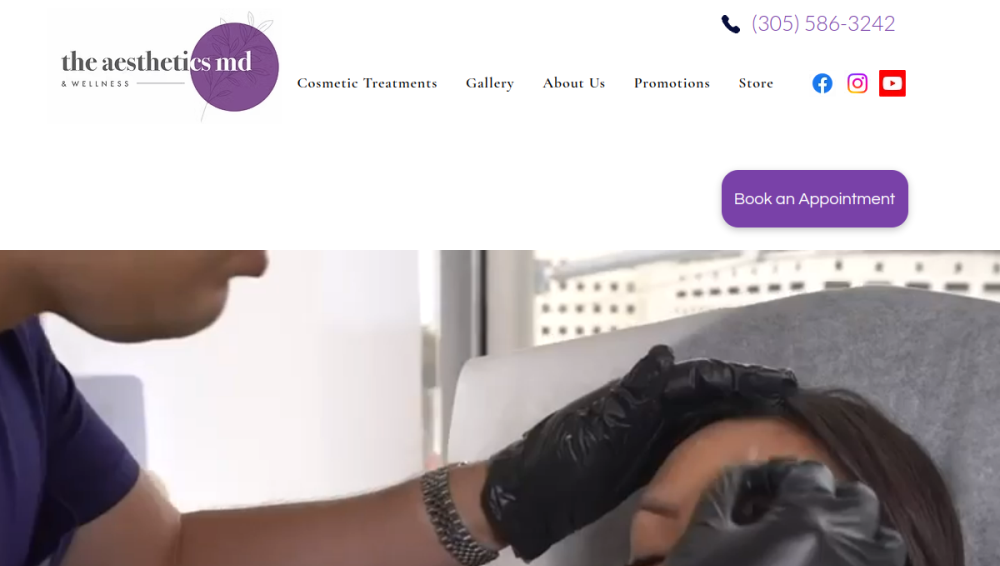 Website screenshot of The Aesthetics MD & Wellness