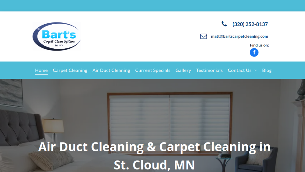 Website screenshot of Bart's Carpet Clean Systems