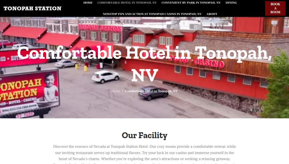 Website screenshot of Tonopah Station Hotel