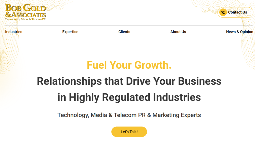 Website screenshot of Bob Gold & Associates