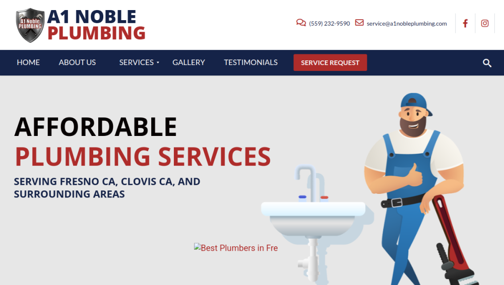 Website screenshot of A1 Noble Plumbing