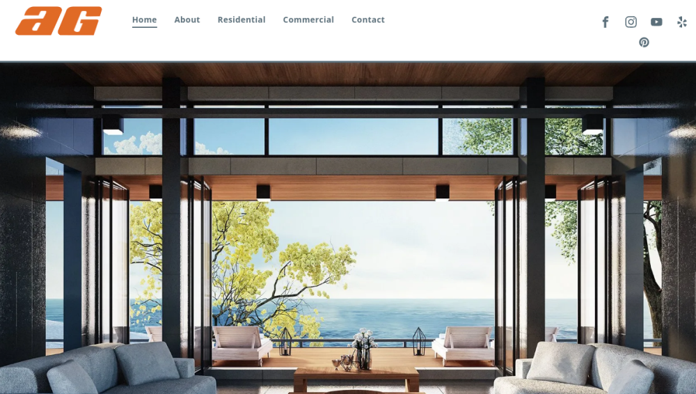 Website screenshot of AG Impact Windows & Doors