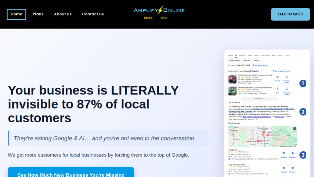 Website screenshot of Amplify Online