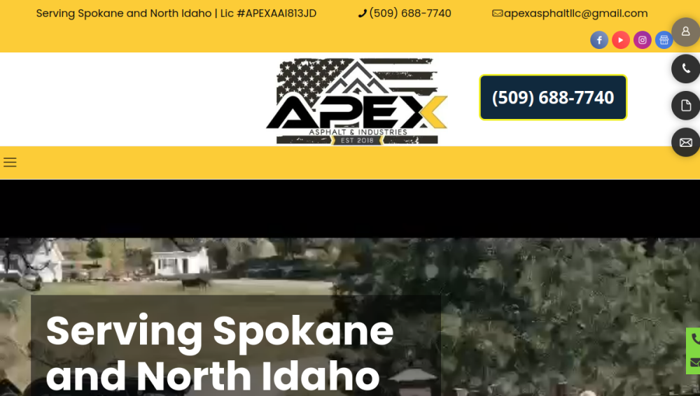 Website screenshot of Choose Asphalt Contractor in Spokane WA Area