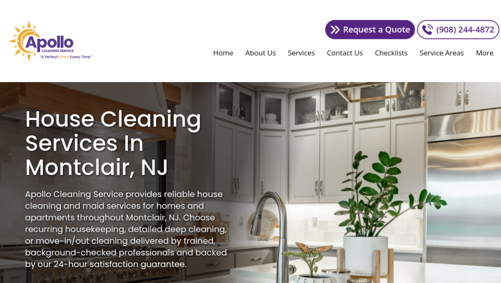 Website screenshot of Apollo Cleaning Service