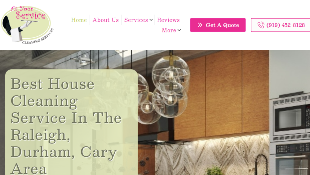 Website screenshot of At Your Service 1st