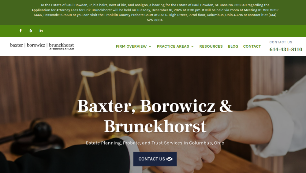 Website screenshot of Baxter, Borowicz & Brunckhorst Co. LPA