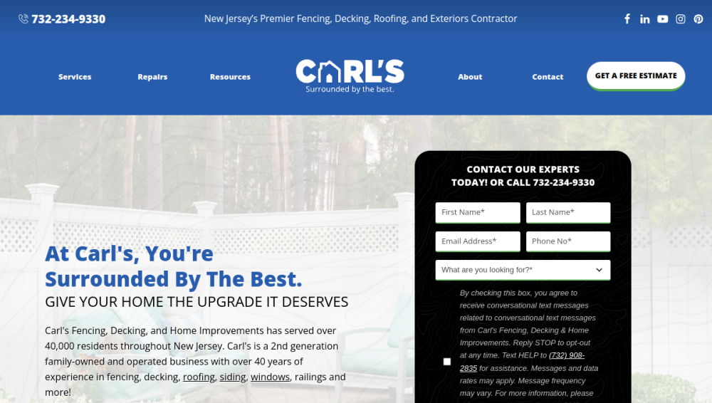 Carl's Fencing, Decking & Home Improvements website
