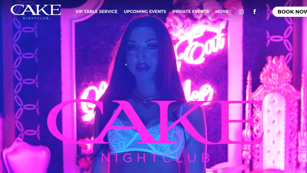 Website screenshot of CAKE Nightclub