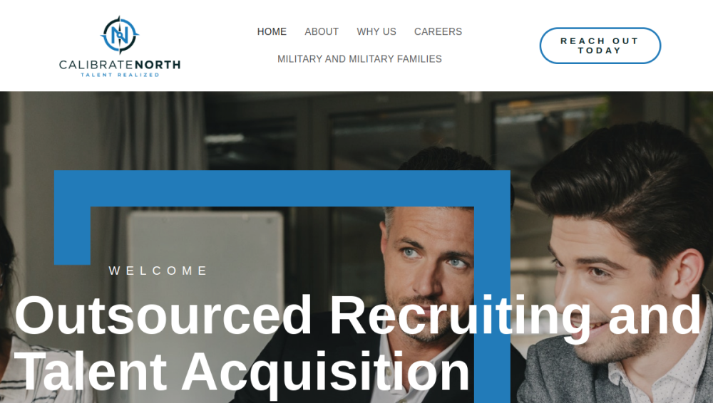 Website screenshot of Calibrate North