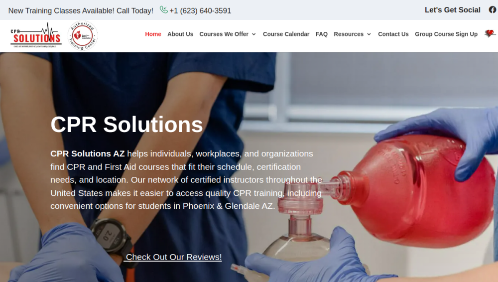 Website screenshot of CPR Solutions