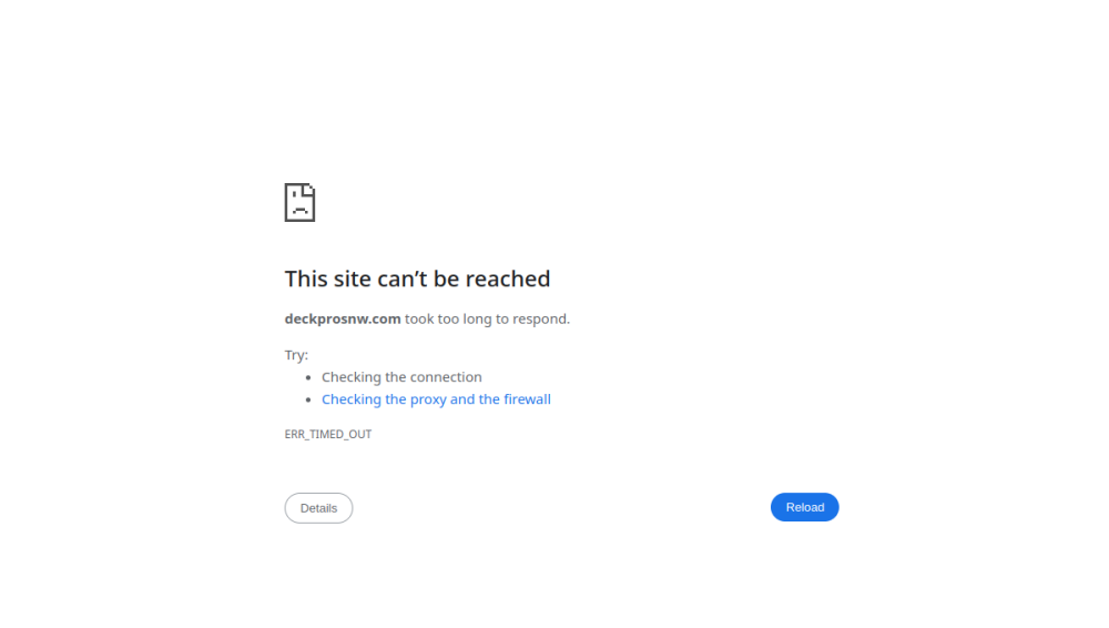 Website screenshot of Deckpros Construction