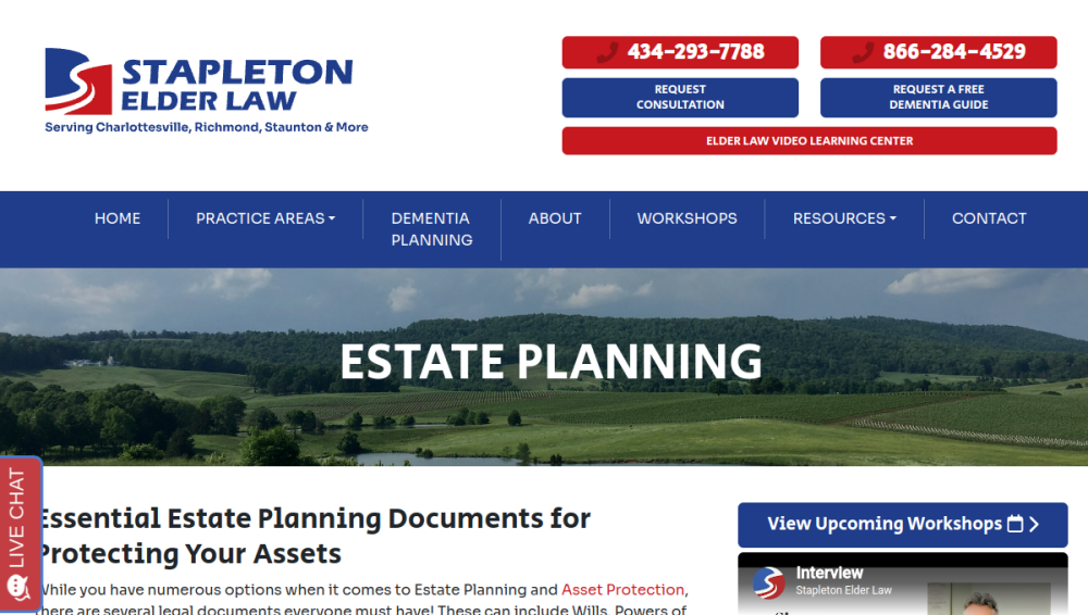 Website screenshot of Stapleton Elder Law