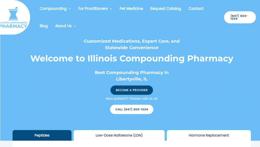 Website screenshot of illinois compounding pharmacy