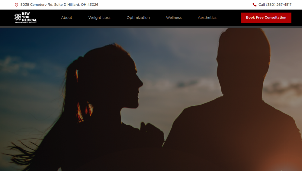 Website screenshot of New You Medical