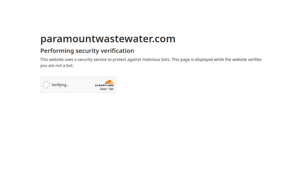 Website screenshot of Paramount Wastewater Solutions, LLC