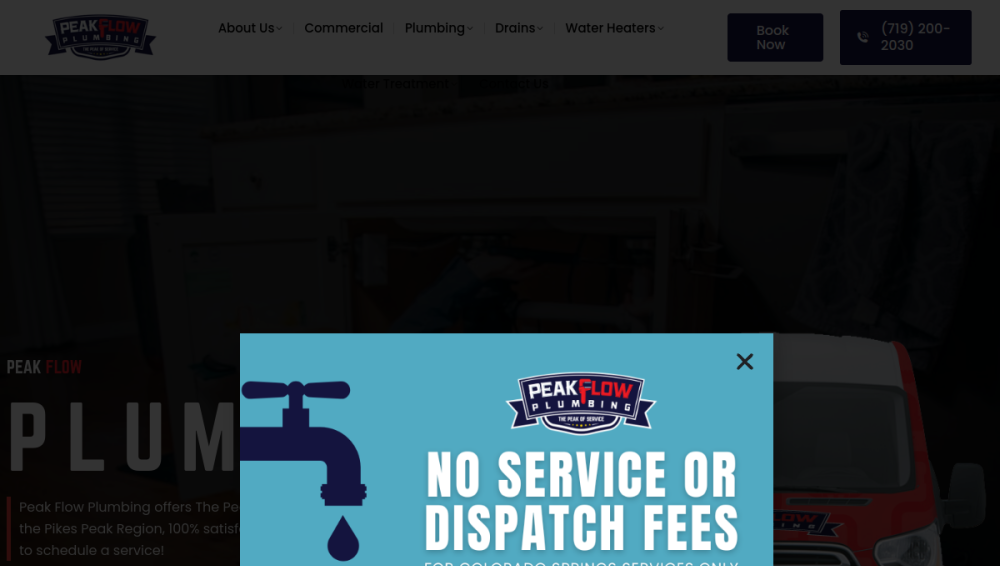 Website screenshot of Peak Flow Plumbing