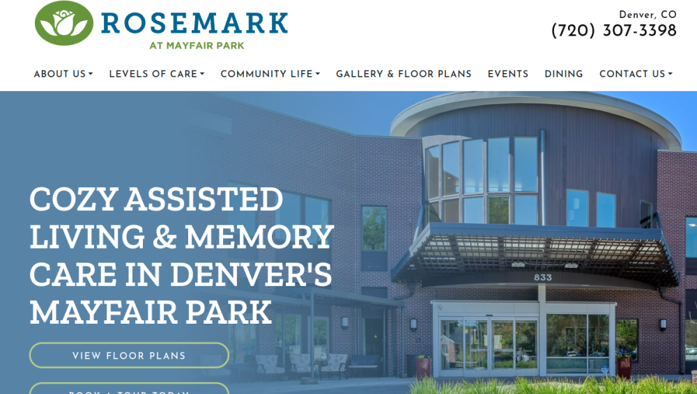 Website screenshot of Rosemark At Mayfair Park