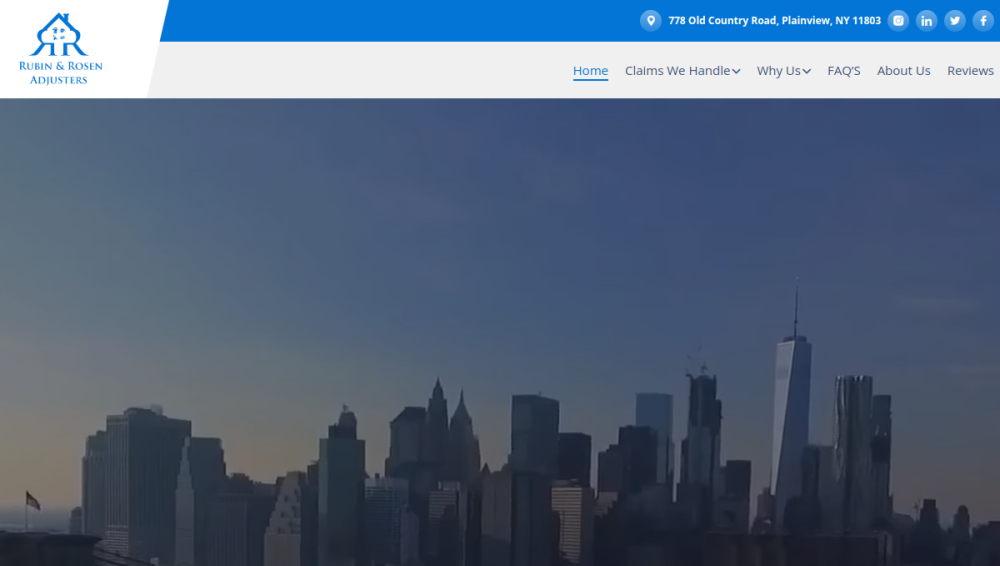 Website screenshot of Rubin & Rosen Adjusters