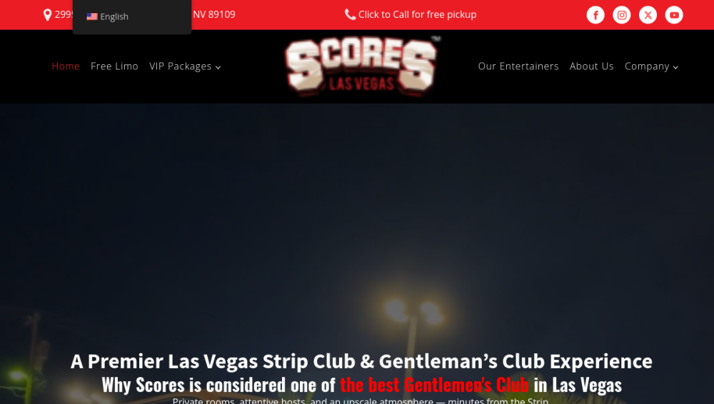 Website screenshot of Scores Las Vegas Gentleman's Club