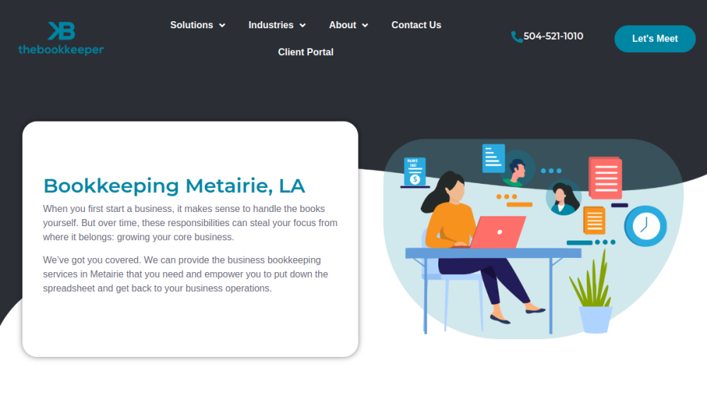 Website screenshot of The Bookkeeper