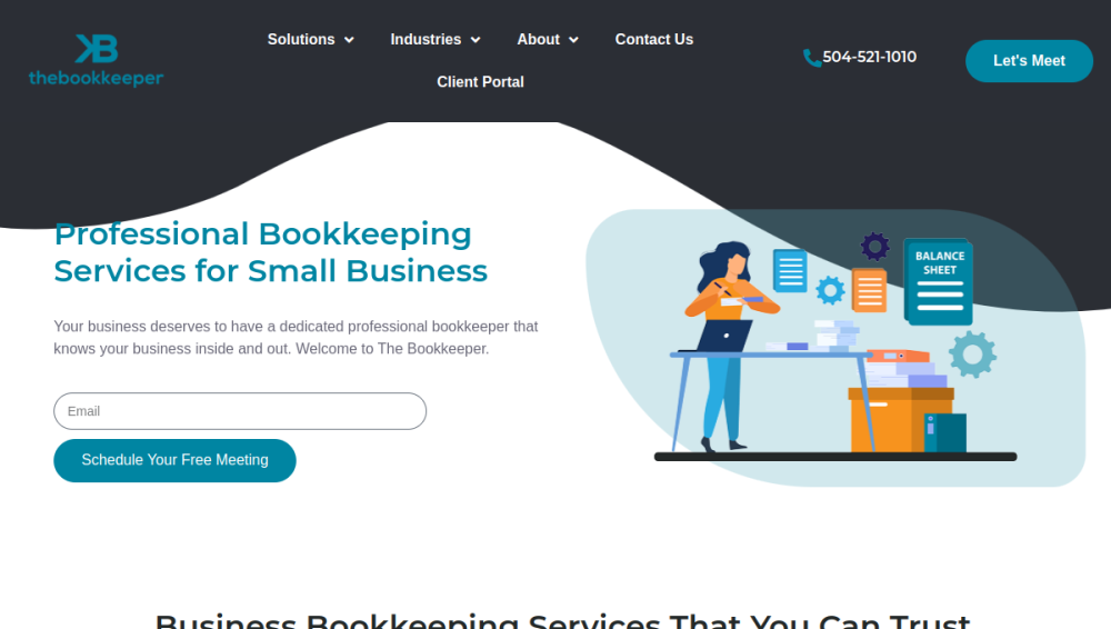 Website screenshot of The Bookkeeper