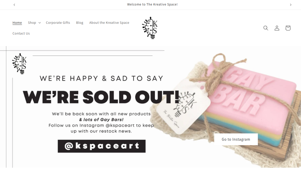 Website screenshot of The Kreative Space