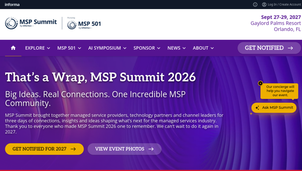 Website screenshot of The MSP Summit