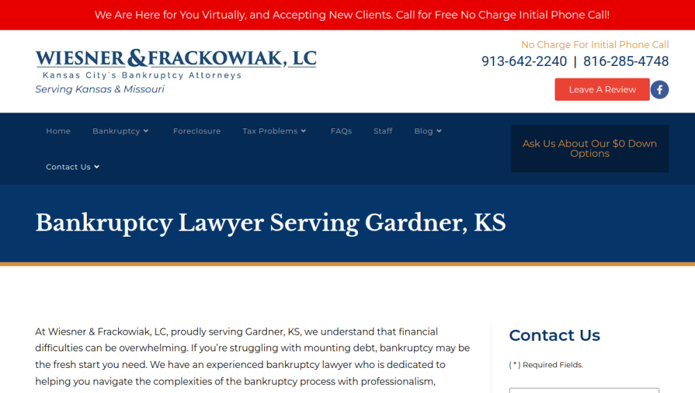 Wiesner & Frackowiak, LC website