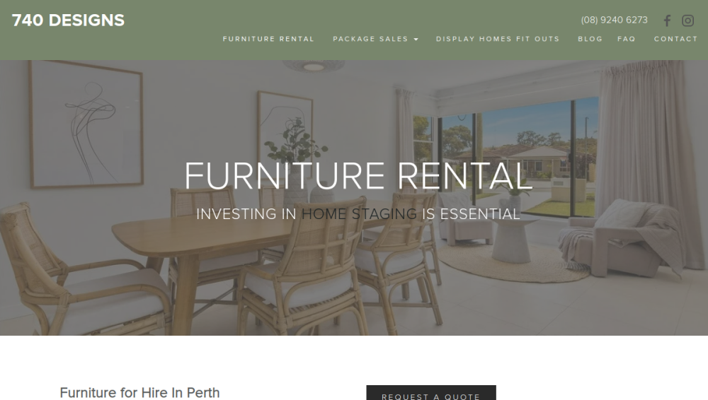 Website screenshot of 740 Designs