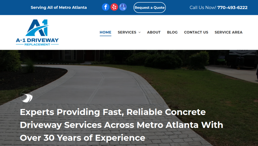 A-1 Driveway Replacement Company website