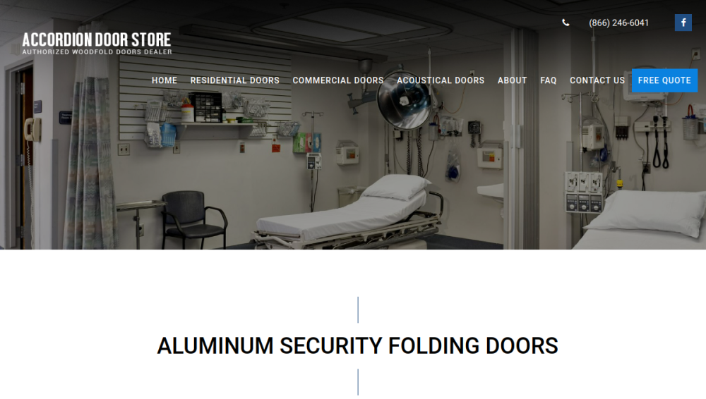Website screenshot of Accordion Door Store
