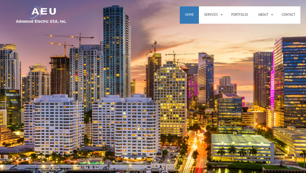 Website screenshot of Advanced Electric USA Inc