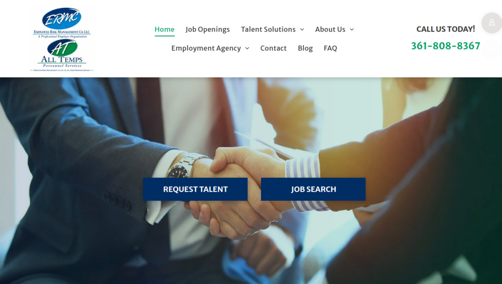 Website screenshot of All Temps Personnel Services