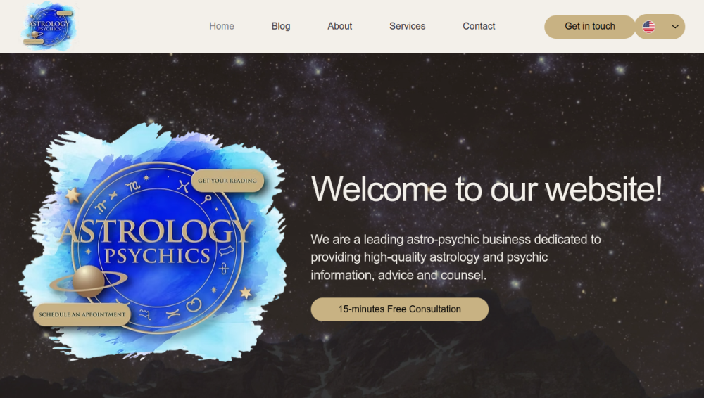 Website screenshot of Astro Pyschology Institute LLC