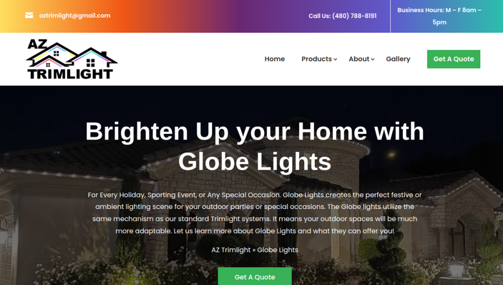 Website screenshot of AZ Trimlight
