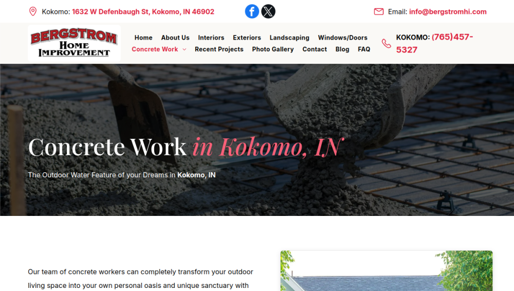 Website screenshot of Bergstrom Home Improvements