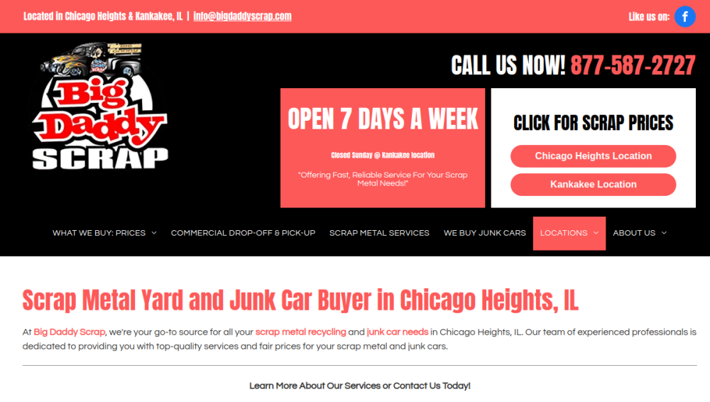 Website screenshot of Big Daddy Scrap