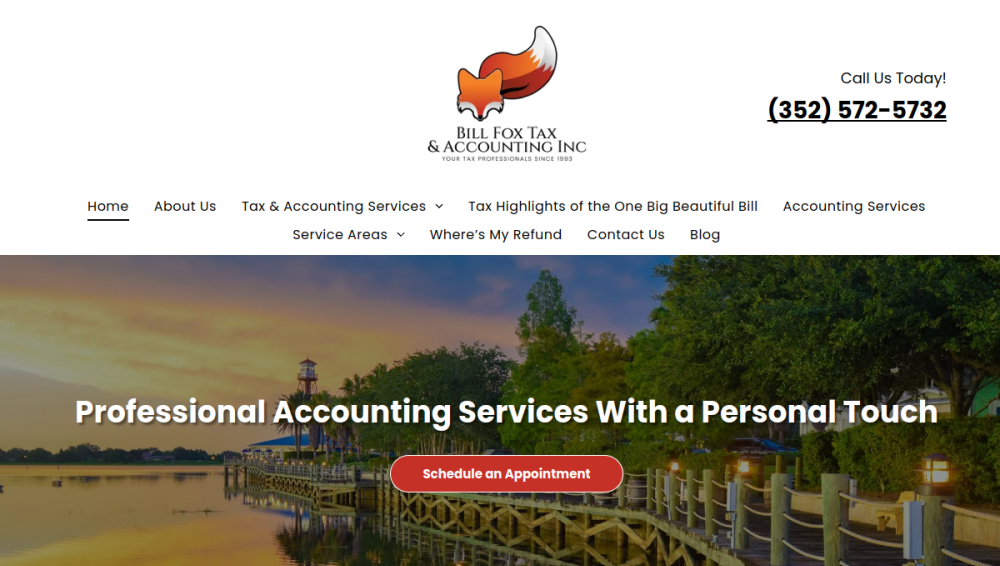 Website screenshot of Bill Fox Tax & Accounting