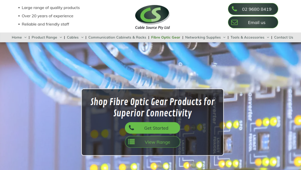 Website screenshot of Cable Source Pty Ltd