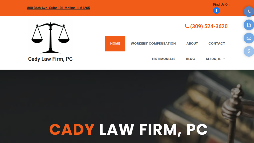 Website screenshot of Cady Law Firm