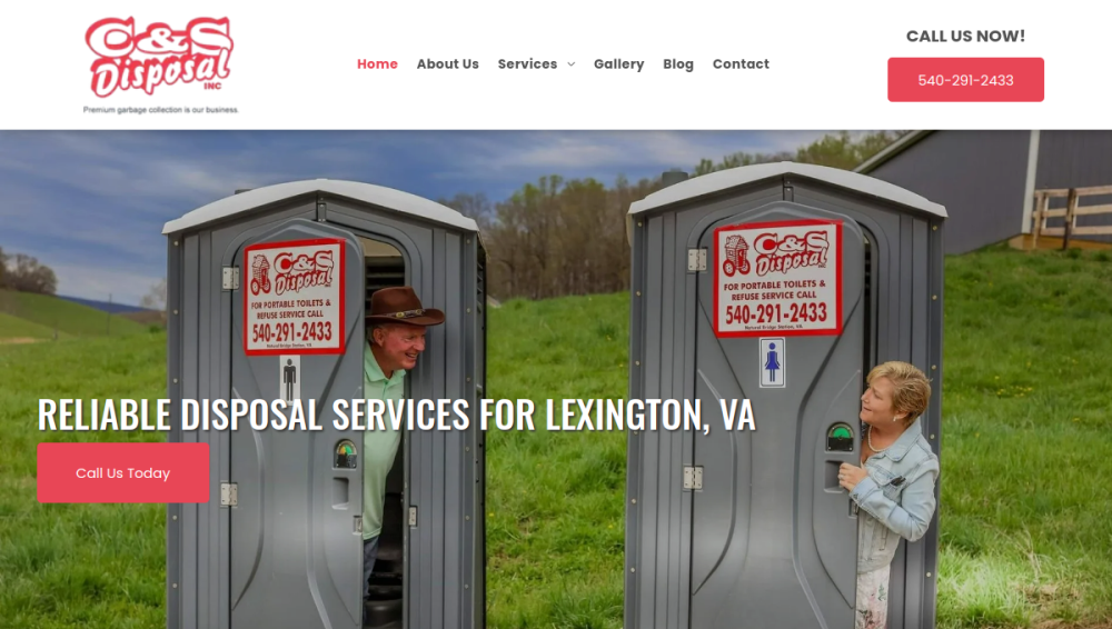 Website screenshot of C & S Disposal Inc