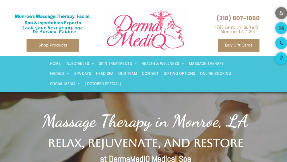 Website screenshot of DermaMediQ