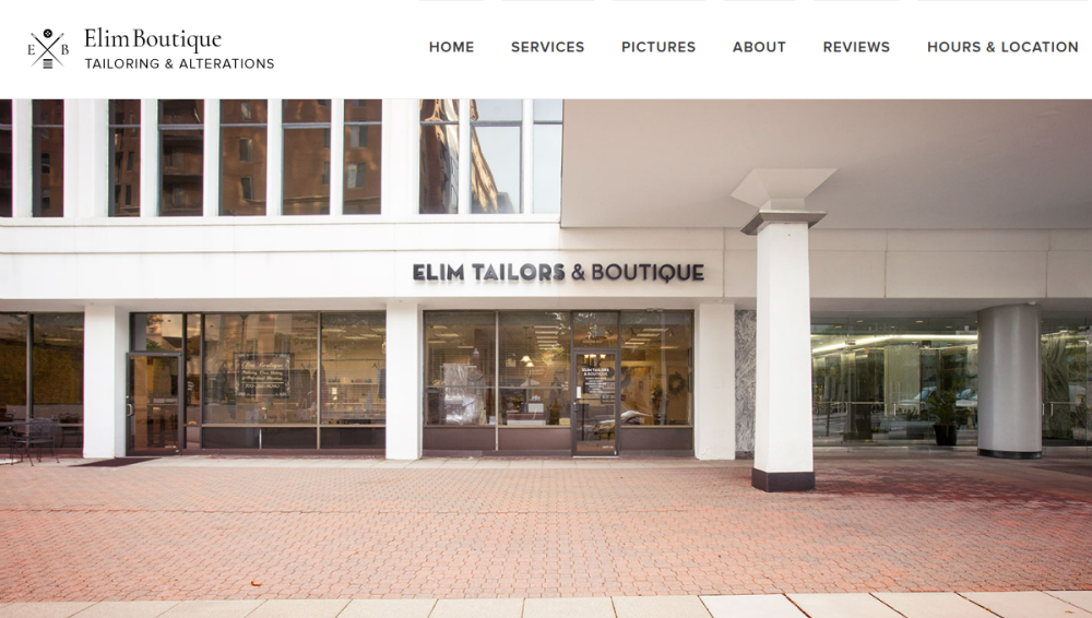 Website screenshot of Elim Boutique and Rosslyn Tailoring